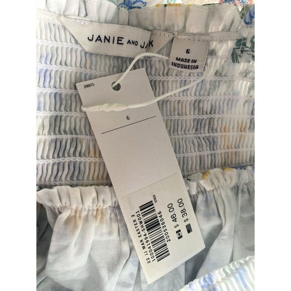 Janie & Jack Floral Smocked Ruffle Top Size 6 Sleeveless 100% Cotton - Picture 6 of 6